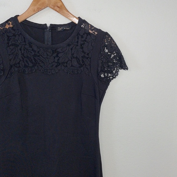 DALIA Little Black Dress With Lace Top & Sleeves Size 6 - Picture 2 of 7